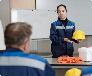 An engineer briefing the crew before the shift