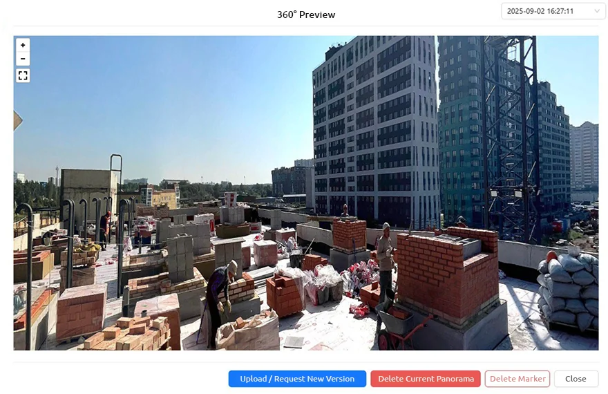 Viewing a 360-degree panorama of the site