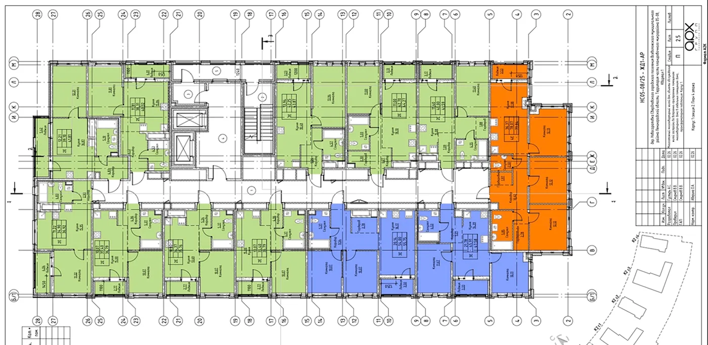 Floor plan with colour-coded unit statuses